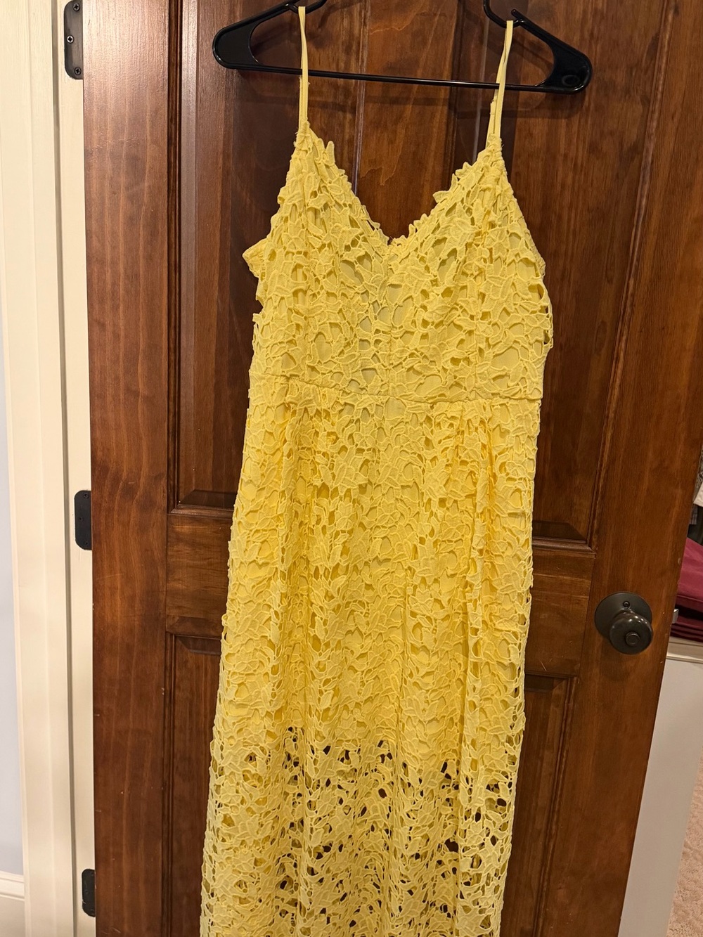 Vici Yellow Lace Maxi Dress with Spaghetti Straps